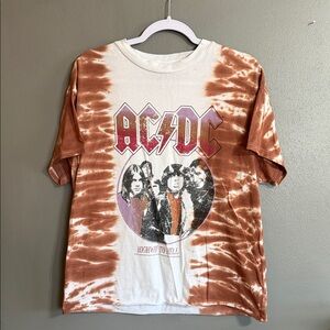 AC/DC Tie-Dye Short Sleeve Tee - Brown and White